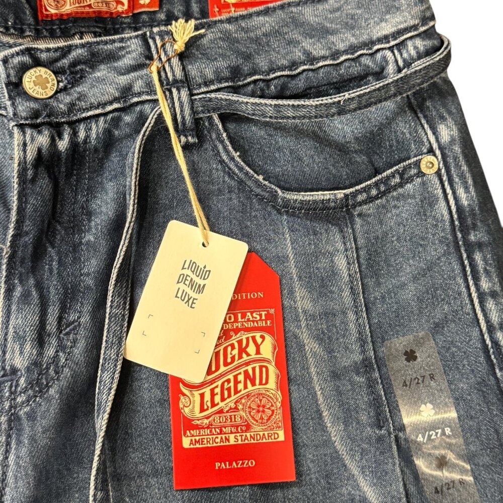 Lucky Brand Liquid Denim Luxe Palazzo Jeans Wide Leg Drawstring NWT - Picture 13 of 13